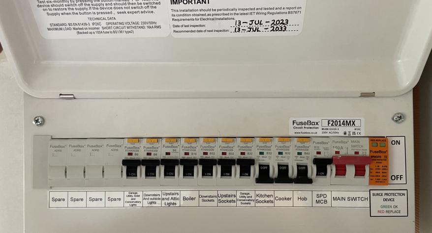 Fusebox installed by TR Electrical in Hereford